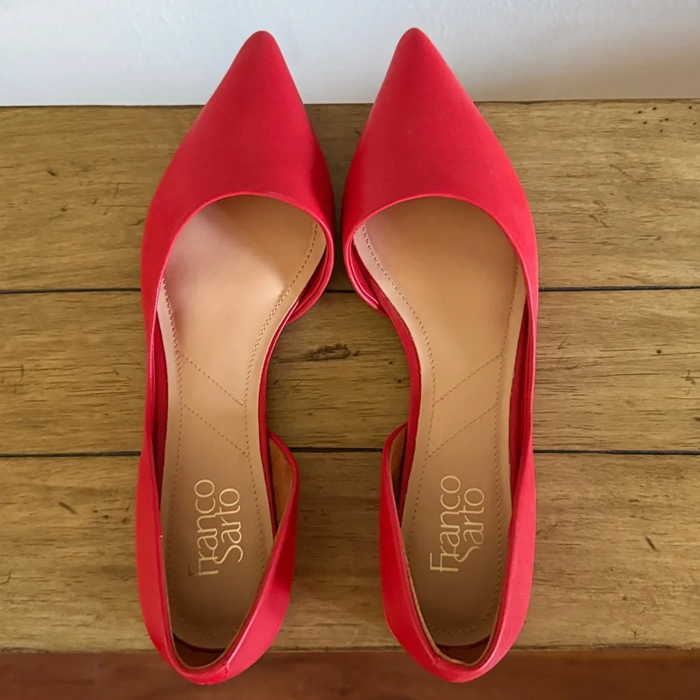 Franco Sarto Women's Bold Red Pointed Flats - Picture 5 of 5